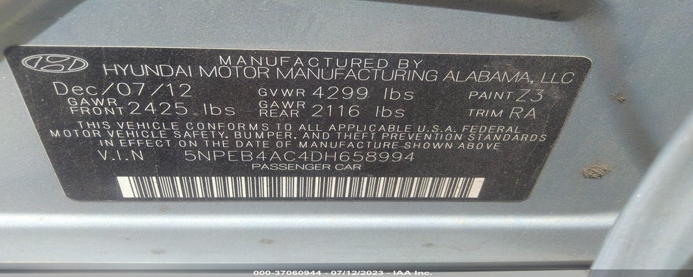 5NPEB4AC4DH658994 2013 HYUNDAI SONATA photo no. 9