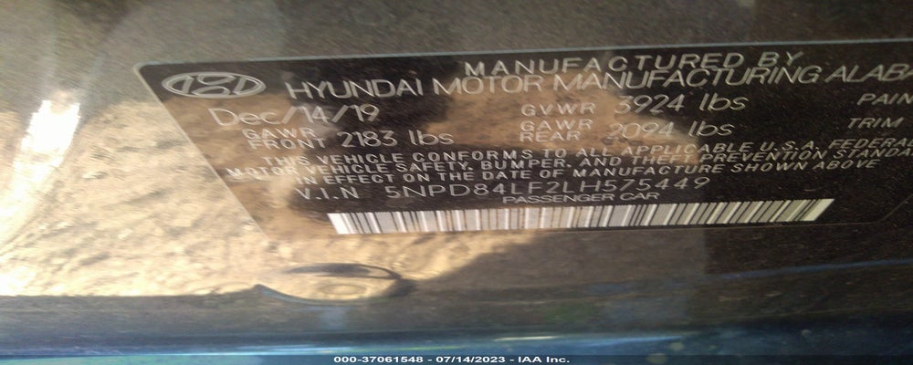5NPD84LF2LH575449 2020 HYUNDAI ELANTRA photo no. 9