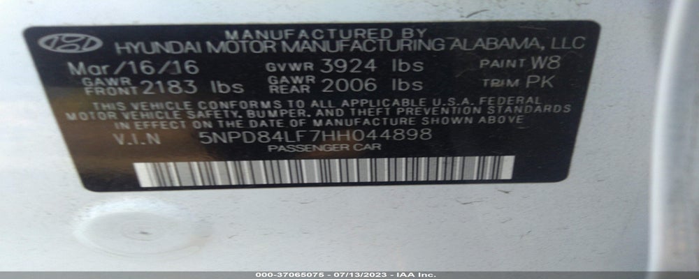 5NPD84LF7HH044898 2017 HYUNDAI ELANTRA photo no. 9
