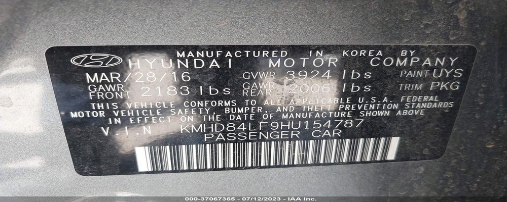 KMHD84LF9HU154787 2017 HYUNDAI ELANTRA photo no. 9