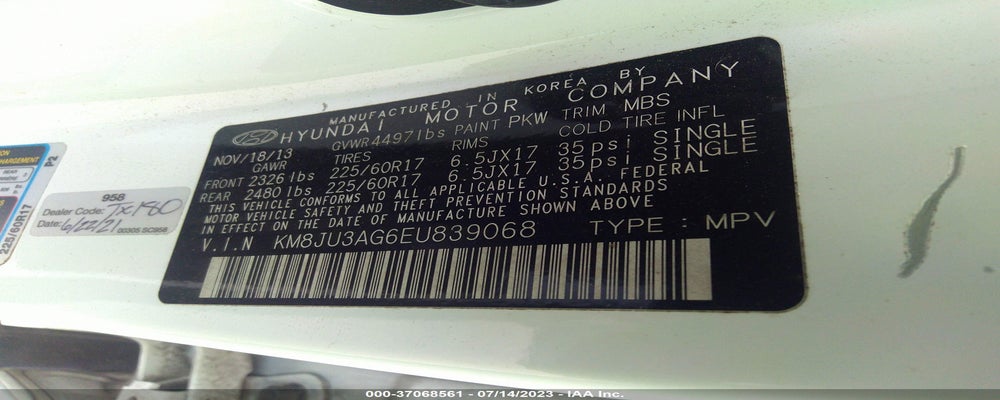 KM8JU3AG6EU839068 2014 HYUNDAI TUCSON photo no. 9