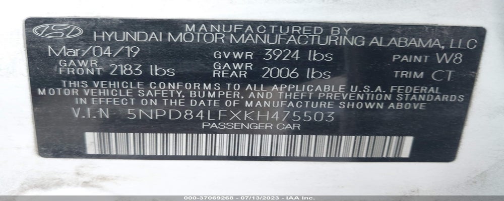 5NPD84LFXKH475503 2019 HYUNDAI ELANTRA photo no. 9