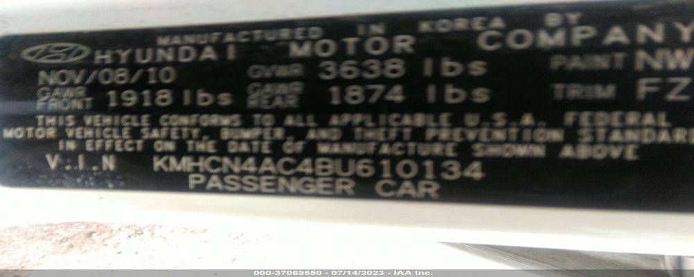 KMHCN4AC4BU610134 2011 HYUNDAI ACCENT photo no. 9