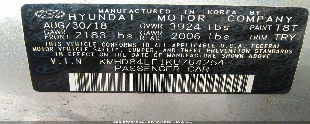 KMHD84LF1KU764254 2019 HYUNDAI ELANTRA photo no. 9