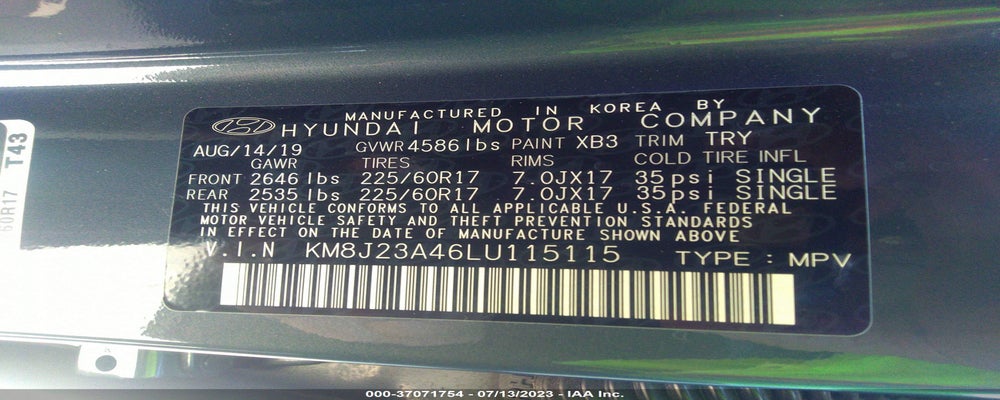 KM8J23A46LU115115 2020 HYUNDAI TUCSON photo no. 9