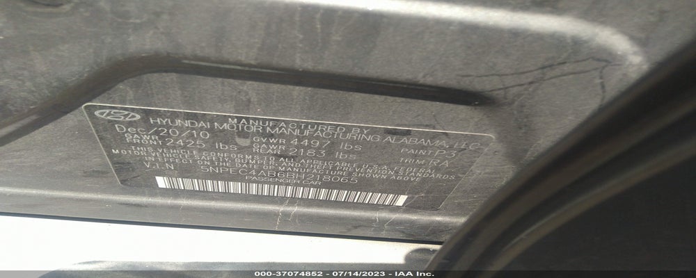 5NPEC4AB6BH218065 2011 HYUNDAI SONATA photo no. 9
