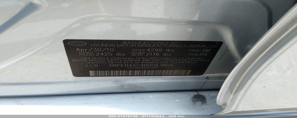 5NPEB4AC4BH063804 2011 HYUNDAI SONATA photo no. 9