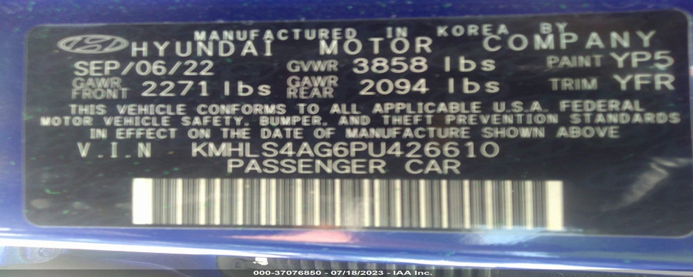 KMHLS4AG6PU426610 2023 HYUNDAI ELANTRA photo no. 9