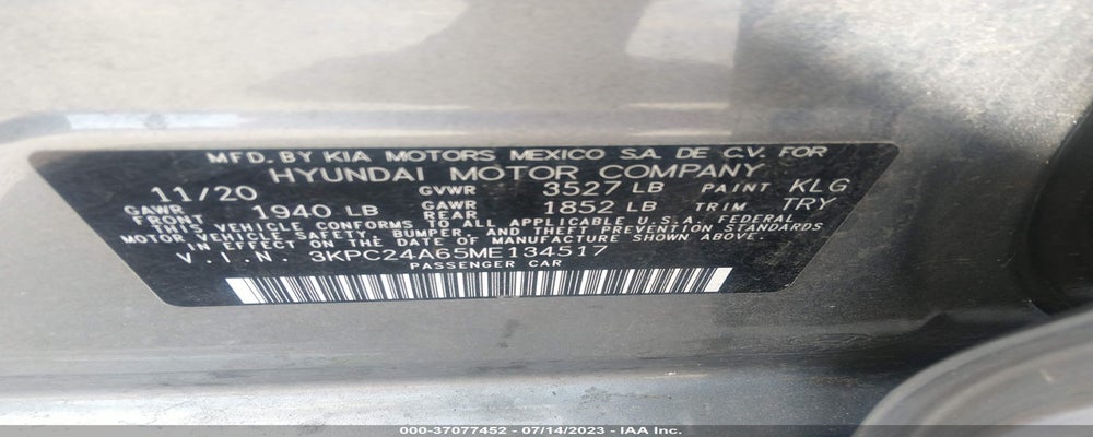 3KPC24A65ME134517 2021 HYUNDAI ACCENT photo no. 9