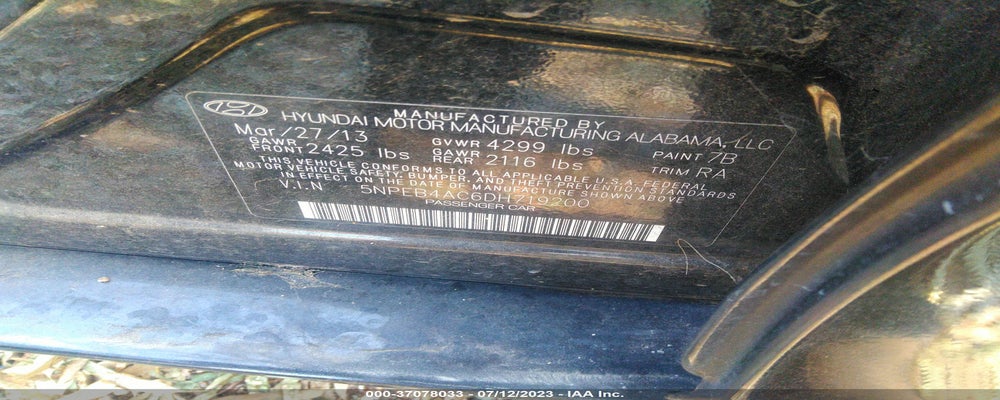 5NPEB4AC6DH719200 2013 HYUNDAI SONATA photo no. 9