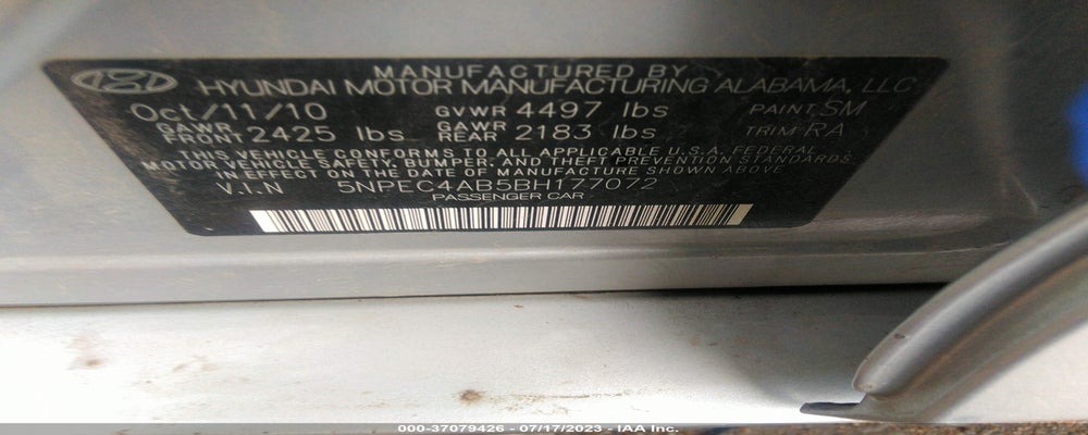 5NPEC4AB5BH177072 2011 HYUNDAI SONATA photo no. 9