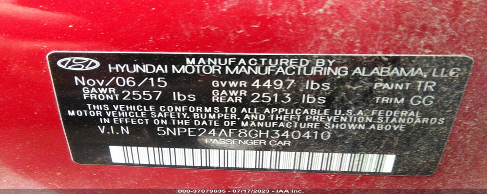 5NPE24AF8GH340410 2016 HYUNDAI SONATA photo no. 9