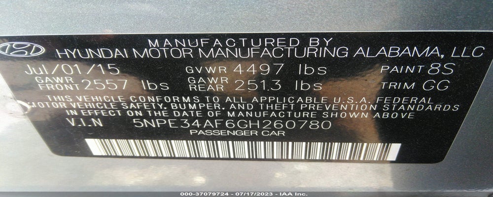 5NPE34AF6GH260780 2016 HYUNDAI SONATA photo no. 9
