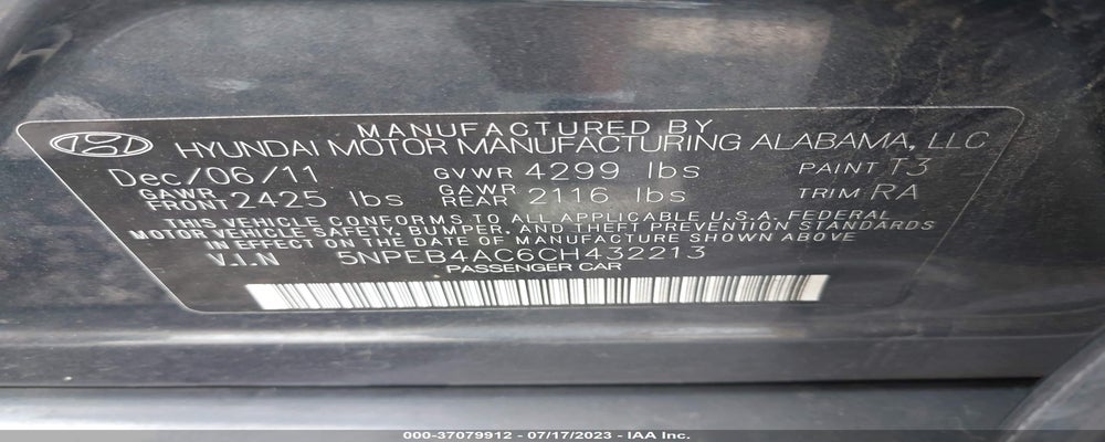 5NPEB4AC6CH432213 2012 HYUNDAI SONATA photo no. 9
