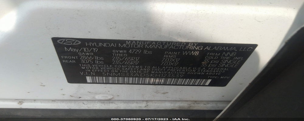 5NMS33AD5KH123539 2019 HYUNDAI SANTA FE photo no. 9