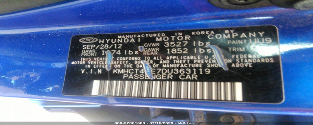 KMHCT4AE7DU363119 2013 HYUNDAI ACCENT photo no. 9