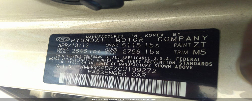 KMHGC4DFXCU199272 2012 HYUNDAI GENESIS photo no. 9