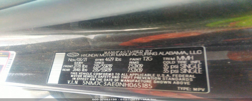 5NMJC3AE0NH065185 2022 HYUNDAI TUCSON photo no. 9