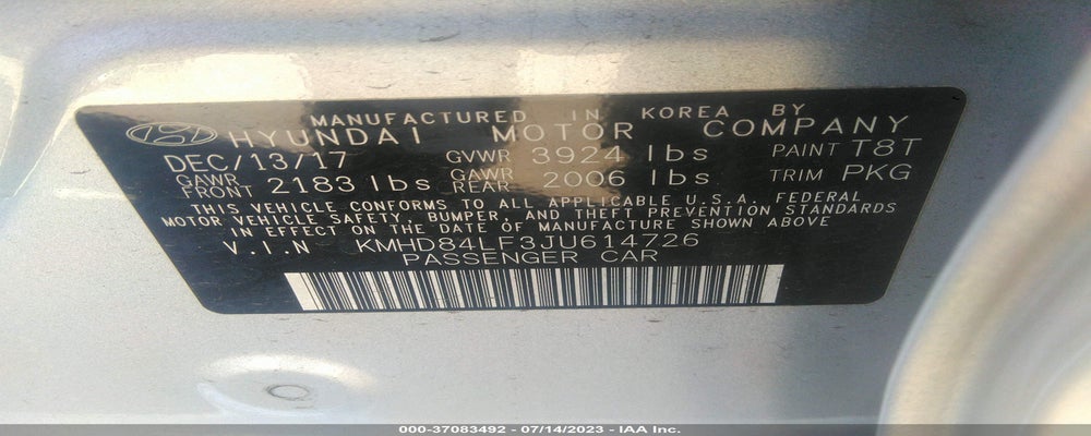 KMHD84LF3JU614726 2018 HYUNDAI ELANTRA photo no. 9