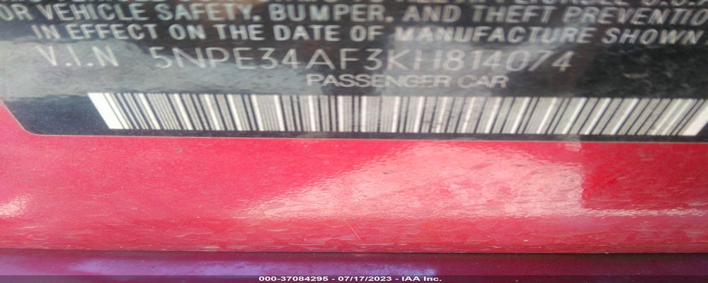 5NPE34AF3KH814074 2019 HYUNDAI SONATA photo no. 9