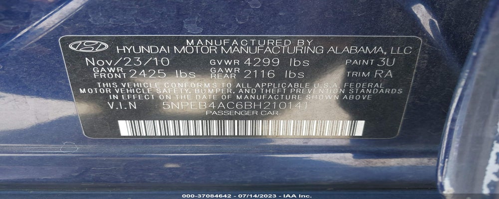 5NPEB4AC6BH210141 2011 HYUNDAI SONATA photo no. 9