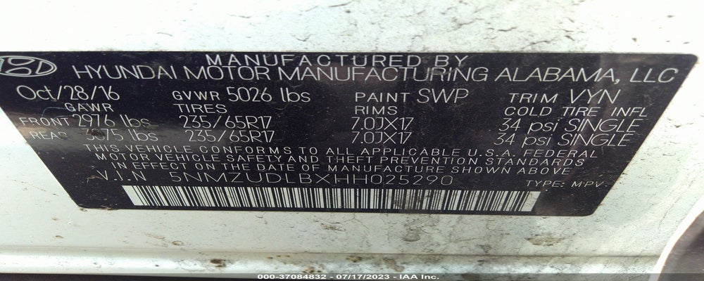 5NMZUDLBXHH025290 2017 HYUNDAI SANTA FE SPORT photo no. 9