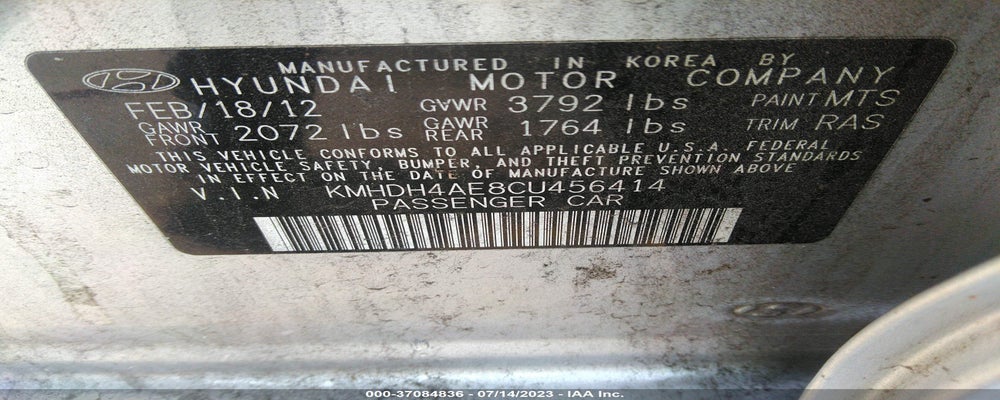 KMHDH4AE8CU456414 2012 HYUNDAI ELANTRA photo no. 9