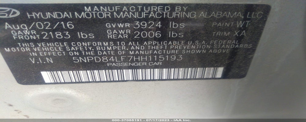 5NPD84LF7HH115193 2017 HYUNDAI ELANTRA photo no. 9