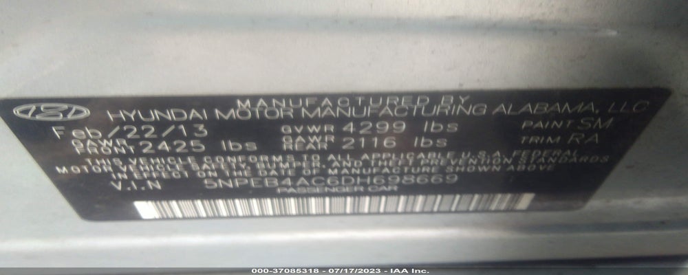 5NPEB4AC6DH698669 2013 HYUNDAI SONATA photo no. 9
