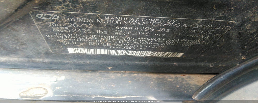 5NPEB4AC2CH457528 2012 HYUNDAI SONATA photo no. 9