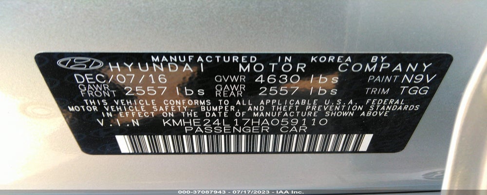 KMHE24L17HA059110 2017 HYUNDAI SONATA HYBRID photo no. 9