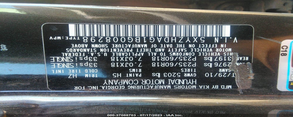5XYZHDAG1BG008298 2011 HYUNDAI SANTA FE photo no. 9