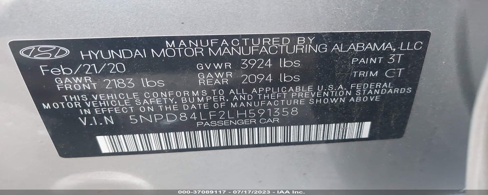5NPD84LF2LH591358 2020 HYUNDAI ELANTRA photo no. 9