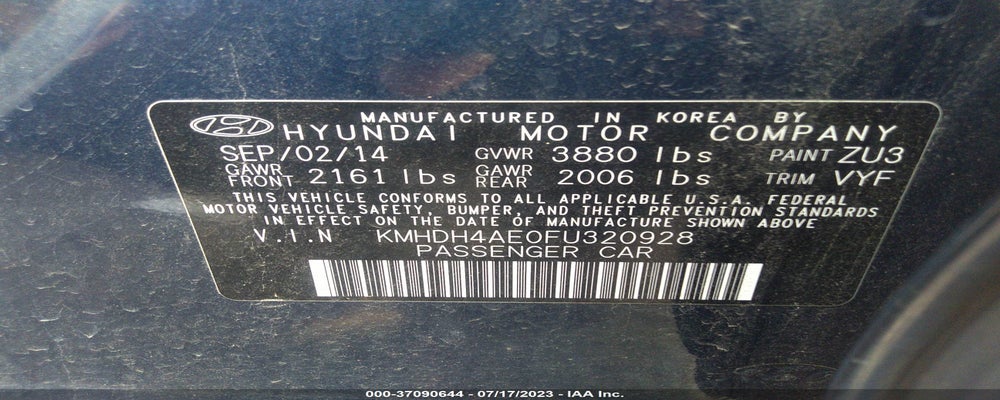 KMHDH4AE0FU320928 2015 HYUNDAI ELANTRA photo no. 9