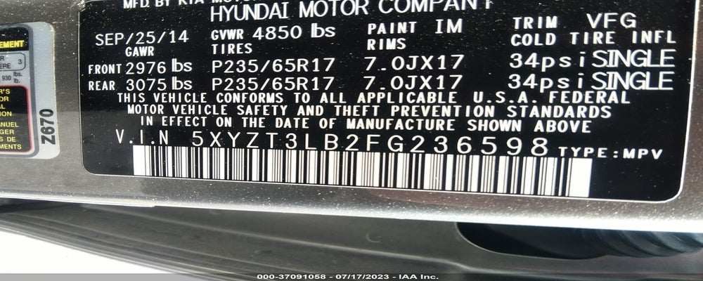 5XYZT3LB2FG236598 2015 HYUNDAI SANTA FE SPORT photo no. 9