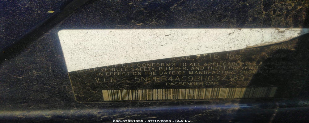 5NPEB4AC9BH037389 2011 HYUNDAI SONATA photo no. 9