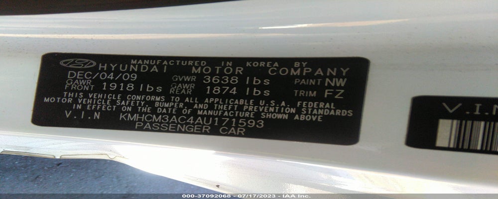 KMHCM3AC4AU171593 2010 HYUNDAI ACCENT photo no. 9