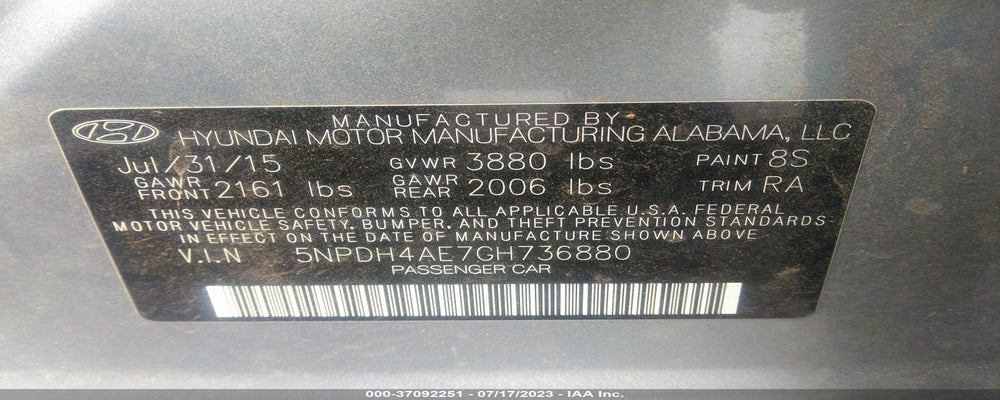 5NPDH4AE7GH736880 2016 HYUNDAI ELANTRA photo no. 9