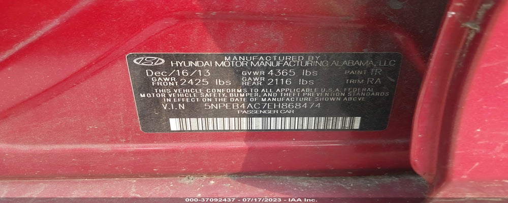 5NPEB4AC7EH868474 2014 HYUNDAI SONATA photo no. 9