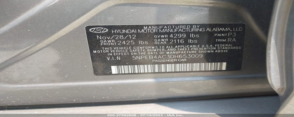 5NPEB4AC3DH653009 2013 HYUNDAI SONATA photo no. 9
