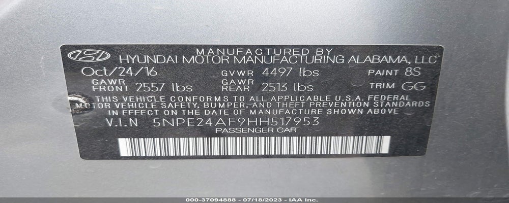 5NPE24AF9HH517953 2017 HYUNDAI SONATA photo no. 9