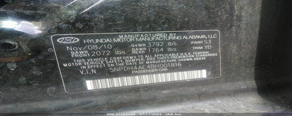 5NPDH4AE4BH001816 2011 HYUNDAI ELANTRA photo no. 9