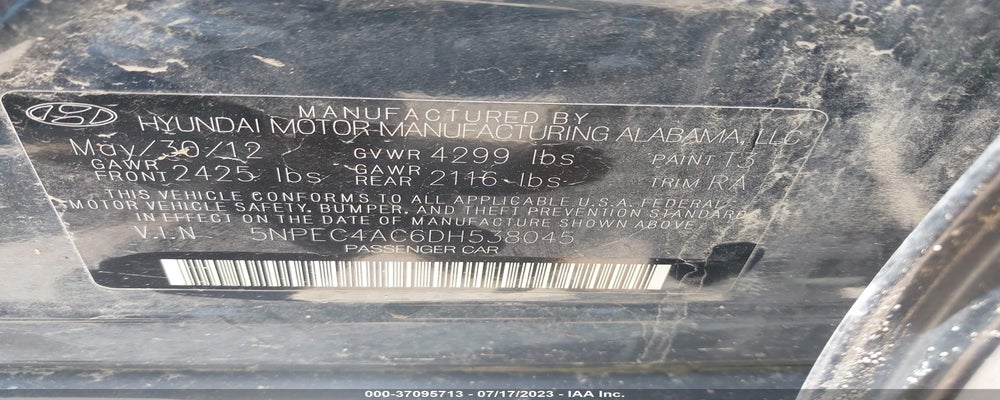 5NPEC4AC6DH538045 2013 HYUNDAI SONATA photo no. 9