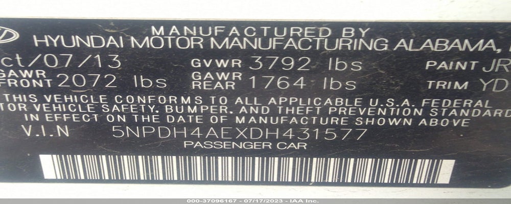 5NPDH4AEXDH431577 2013 HYUNDAI ELANTRA photo no. 9