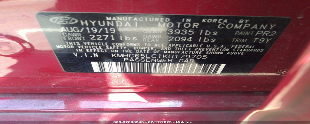 KMHC65LC1KU179705 2019 HYUNDAI IONIQ HYBRID photo no. 9