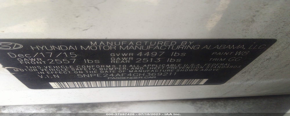 5NPE24AF4GH369211 2016 HYUNDAI SONATA photo no. 9