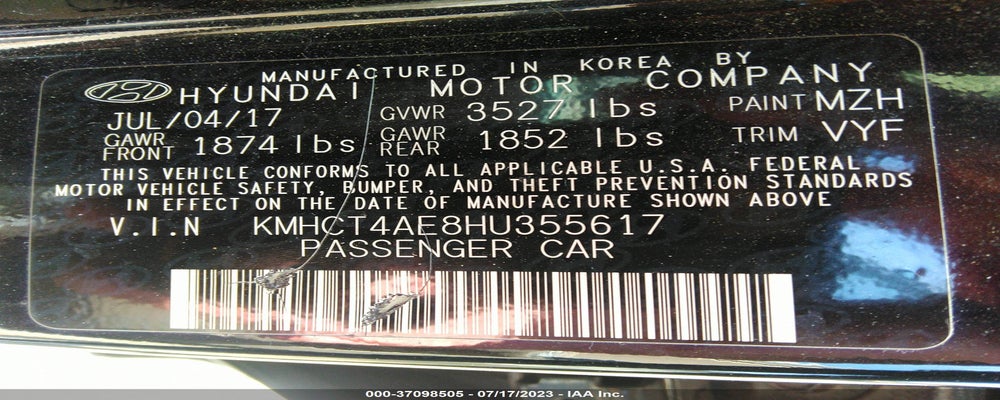 KMHCT4AE8HU355617 2017 HYUNDAI ACCENT photo no. 9