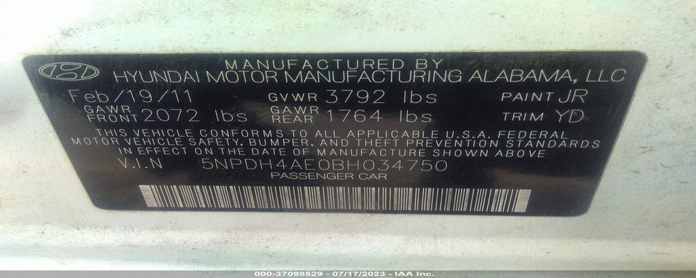 5NPDH4AE0BH034750 2011 HYUNDAI ELANTRA photo no. 9