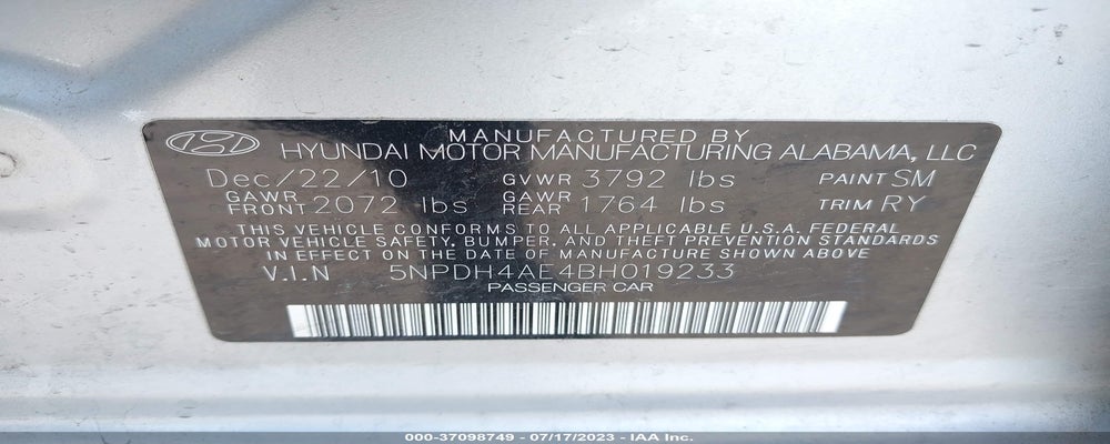 5NPDH4AE4BH019233 2011 HYUNDAI ELANTRA photo no. 9