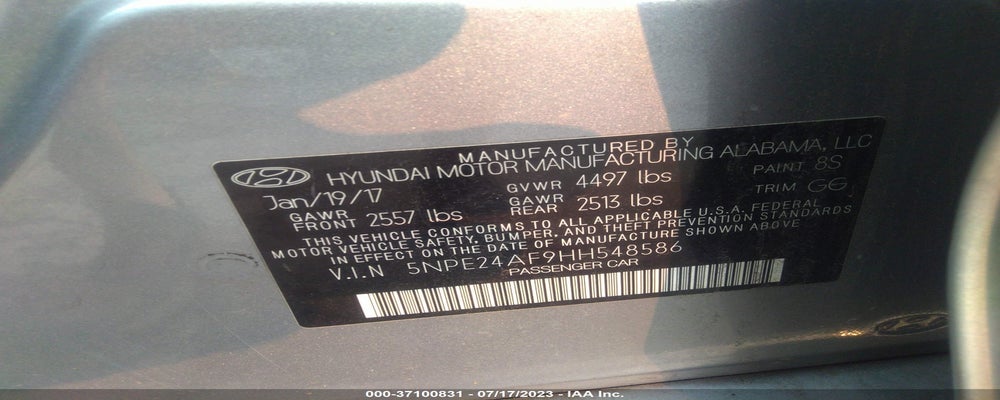 5NPE24AF9HH548586 2017 HYUNDAI SONATA photo no. 9